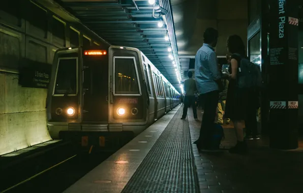 Waiting, People, Train, Metro, Platform