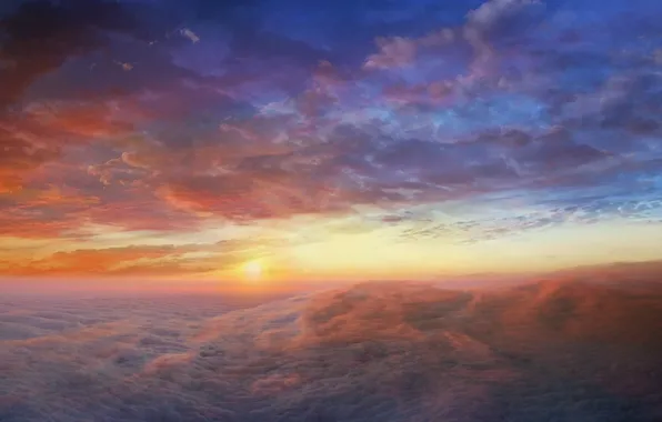 The sky, clouds, sunrise