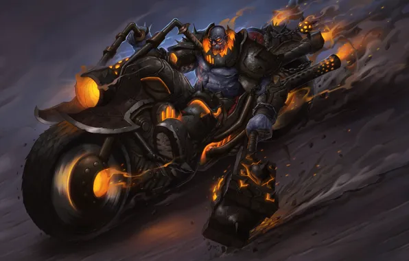 Fire, Monster, Motorcycle, Hammer, Flame, Fire, Monster, Art