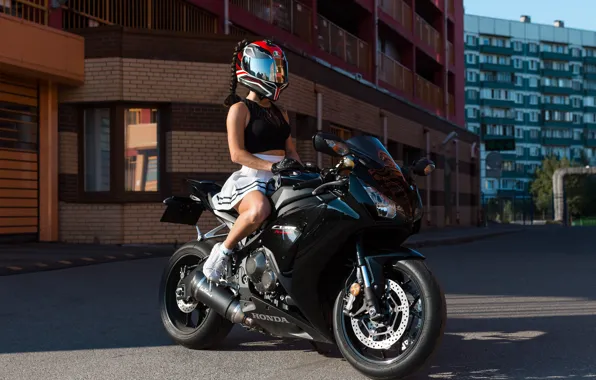 Picture girl, white, honda, skirt, fireblade, cbr1000rr-r