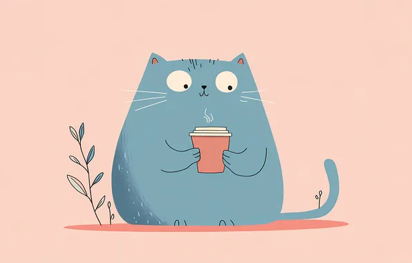 Cat, cat, look, blue, glass, sprig, blue, figure