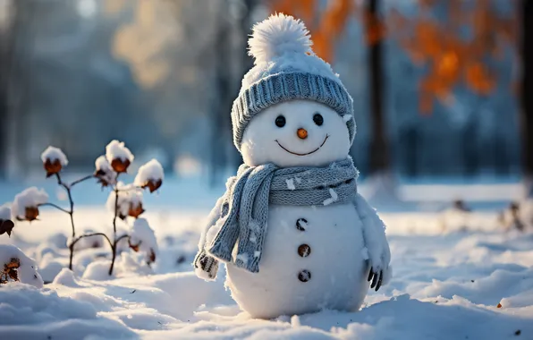 Winter, snow, Christmas, New year, snowman, Christmas, winter, snow