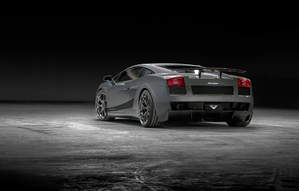 Grey, background, tuning, Lamborghini, supercar, Gallardo, twilight, rear view