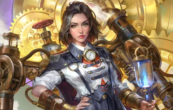 Steampunk, art, Steampunk, jeremy chong, Milky Steam Engineer