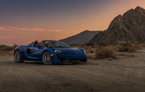 Sunset, desert, McLaren, the evening, supercar, Spider, 570S