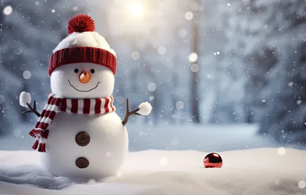 Winter, snow, Christmas, New year, snowmen, snowman, AI art, neural network