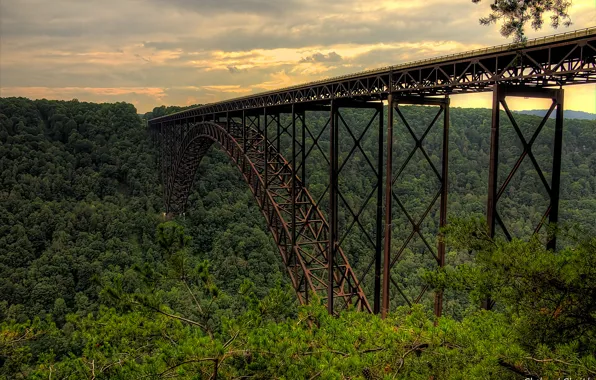 Picture forest, sunset, bridge, VA, Western, Shehzad Sheikn