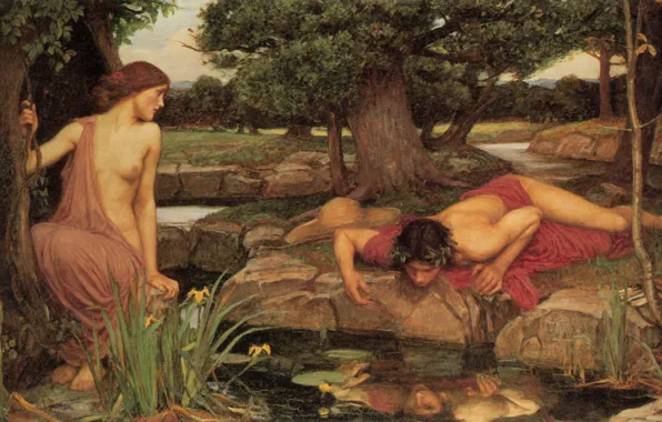 Girl, reflection, picture, the young man
