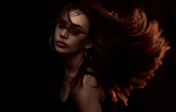 Model, hair, tattoo, black background, earrings, Max Solve