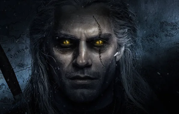 Eyes, look, pose, portrait, art, the series, scar, The Witcher