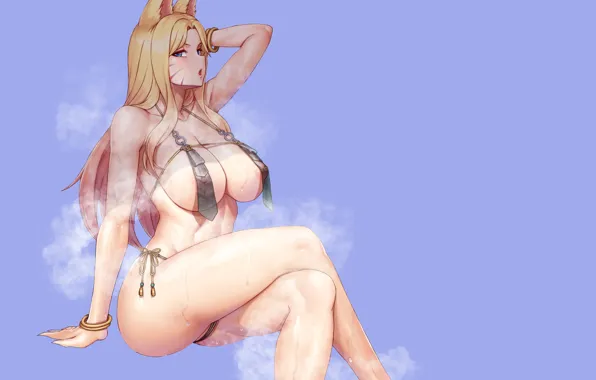 Girl, hot, sexy, boobs, steam, anime, pretty, blonde