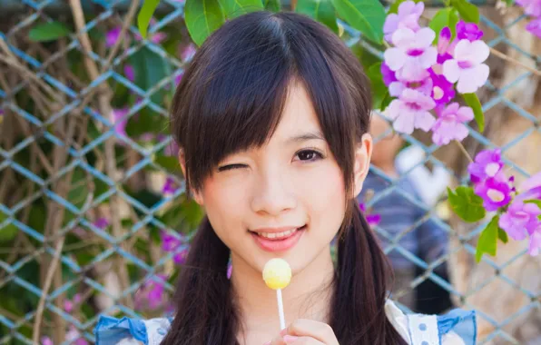 Download wallpaper face, Asian, candy, section girls in resolution