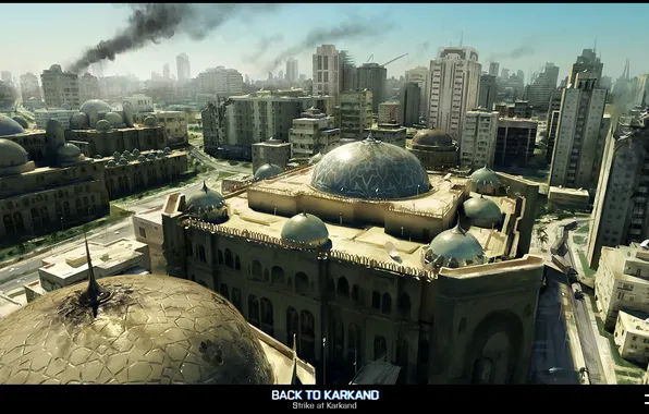 The city, fire, war, mosque, war, Battlefield 3, Mashtuur city