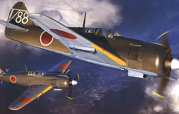 Wallpaper art, airplane, aviation, ww2, ki-100 for mobile and desktop ...