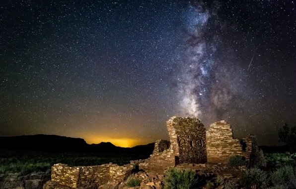 Picture space, stars, night, ruins, the milky way