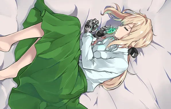 Girl, sleeping, bed, Violet Evergarden