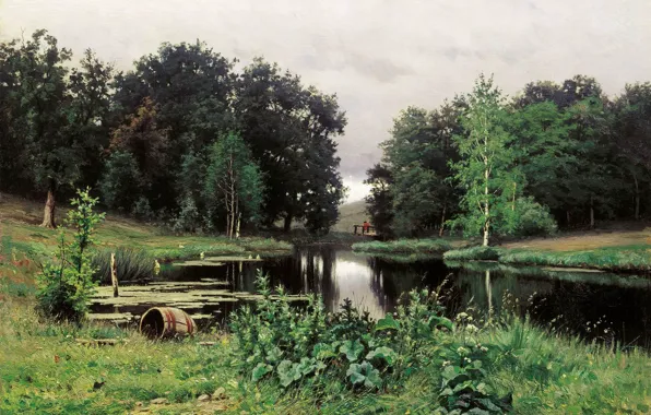 Summer, nature, Volkov, Efim Efimovich, Landscape with a pond