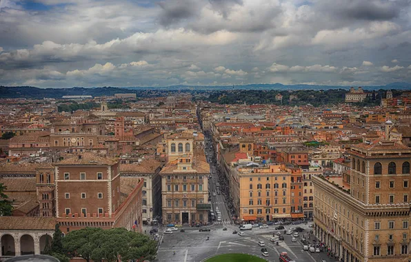 The sky, clouds, home, Rome, Italy, panorama, street, Piazza Venezia