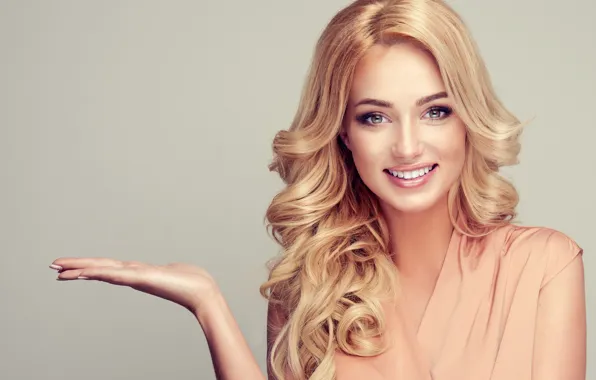 Look, girl, smile, hair, hand, makeup, blonde, gesture