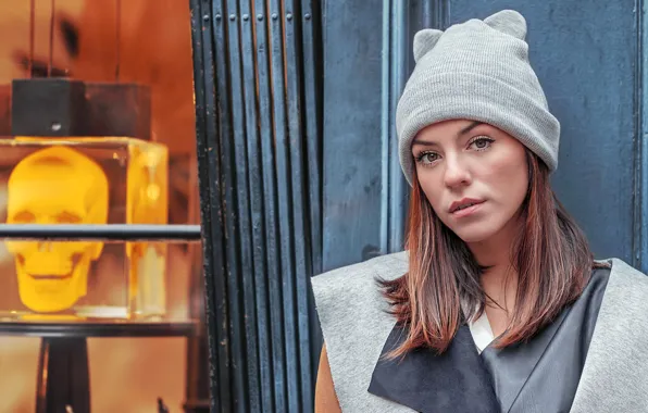 Look, girl, face, portrait, Nicole, cap, Fabien Mir