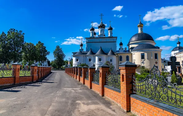 Road, the fence, Church, Russia, the monastery, Moscow oblast, The Monastery of the Ascension of …