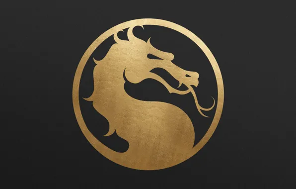 Logo, gold, dragon, metall, Mortal Kombat 11