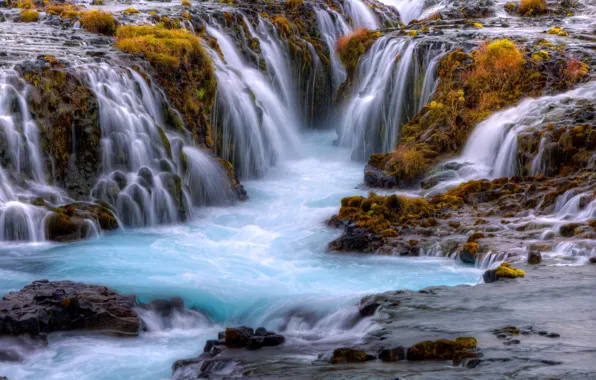 Water, waterfall, threads