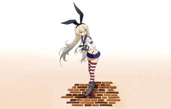Girl, sexy, school uniform, thighhighs, long hair, legs, anime, beautiful