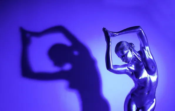Girl, sculpture, Nude, shadow