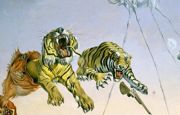 Feet, elephant, sleep, fish, the gun, tigers, garnet, Salvador Dali