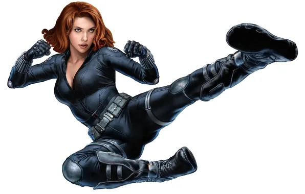 Scarlett Johansson, pose, Black Widow, Avengers, Martial Arts