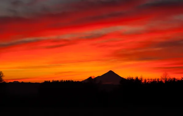 The volcano, silhouette, Chile, Andes, Osorno