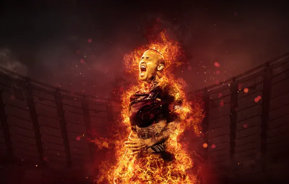 Wallpaper, sport, fire, stadium, football, player, AS Roma, The Olympic Stadium