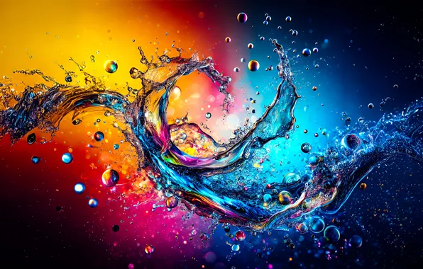 Picture Water, splashes, multicolored, backdrop