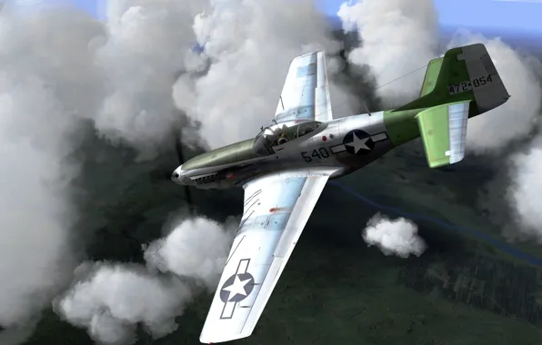 The sky, figure, fighter, art, American, North American, WW2, P-51 Mustang
