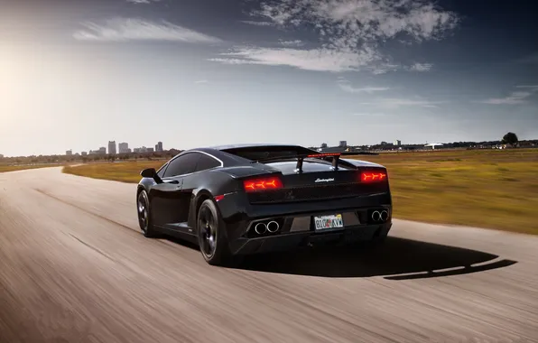 Road, black, speed, gallardo, lamborghini, black, Lamborghini, lp560