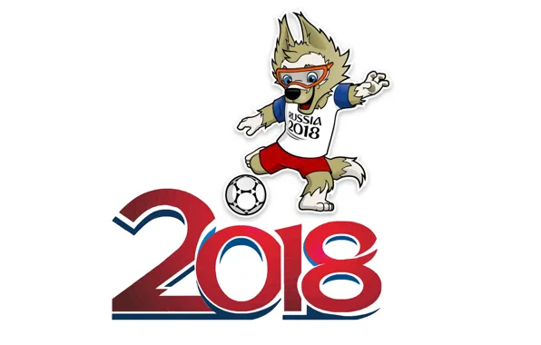 Picture World Cup 2018, zabijaka, the symbol of world Cup 2018, the wolf-football player, The football …
