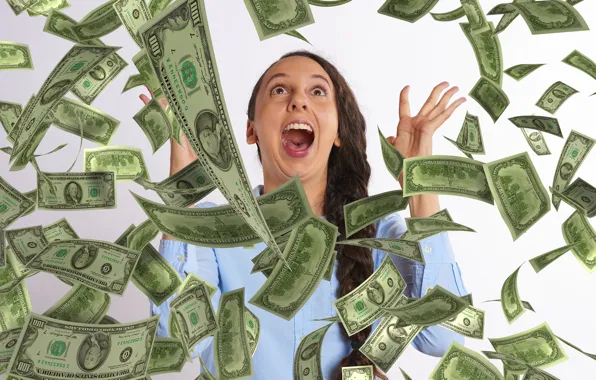 Girl, USA, Money, Woman, Dollars, Joy, 100, Success