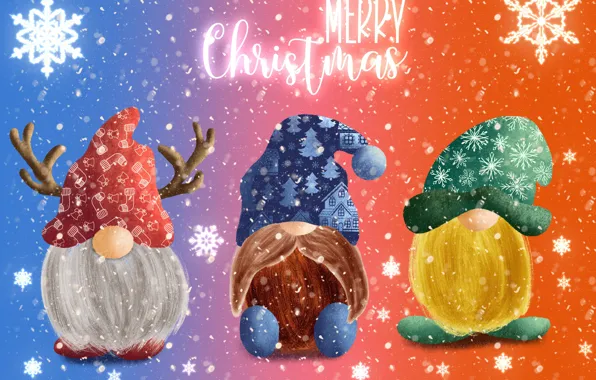 Mustache, snow, snowflakes, perfume, Christmas, dwarves, New year, horns