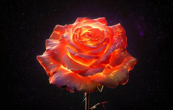 The dark background, beauty, digital art, digital art, fiery rose, AI art, Stability AI, Neural …