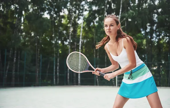 Picture young, tennis, player, portrait, standing, ready, serve