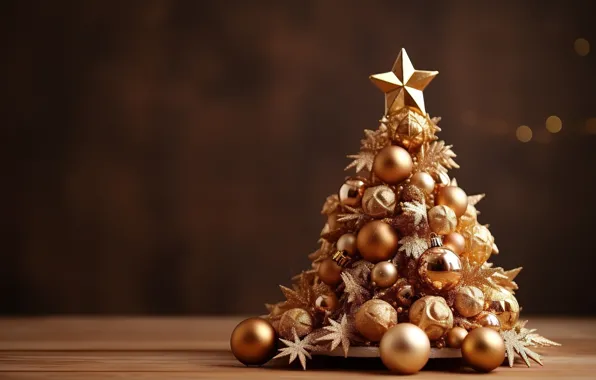 Decoration, lights, balls, tree, New Year, Christmas, golden, new year