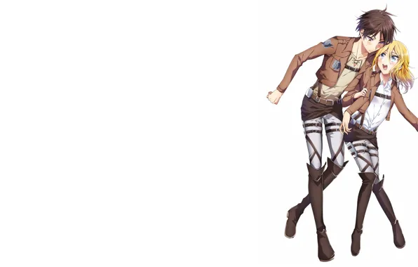 Girl, mood, minimalism, anime, costume, guy, attack of the titans, Shingeki no Kyojin