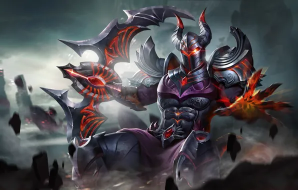 Armor, horns, helmet, knight, Arena of Valor