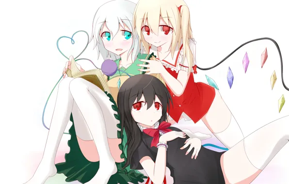 Crystal, girls, wings, stockings, anime, art, wire, bow