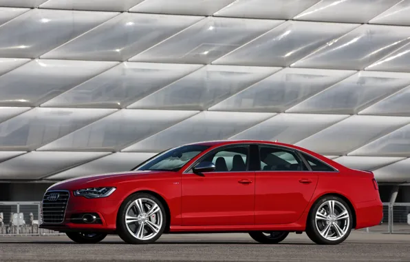 Audi, Red, Auto, Sedan, Side view