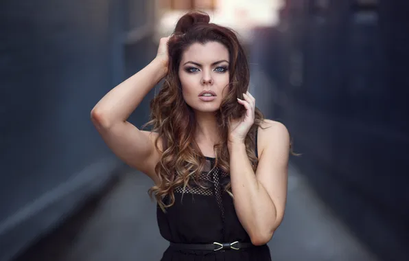 Summer, eyes, look, face, background, hair, lips