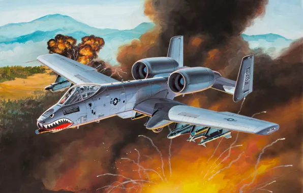 Picture war, art, painting, aviation, Fairchild Republic A-10 Thunderbolt II