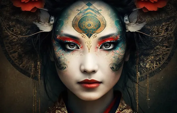 Girl, portrait, Asian, AI art, The Art of Artificial Intelligence, neural network