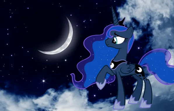 Stars, night, The moon, pony, cartoons, Princess, the night sky, My little pony